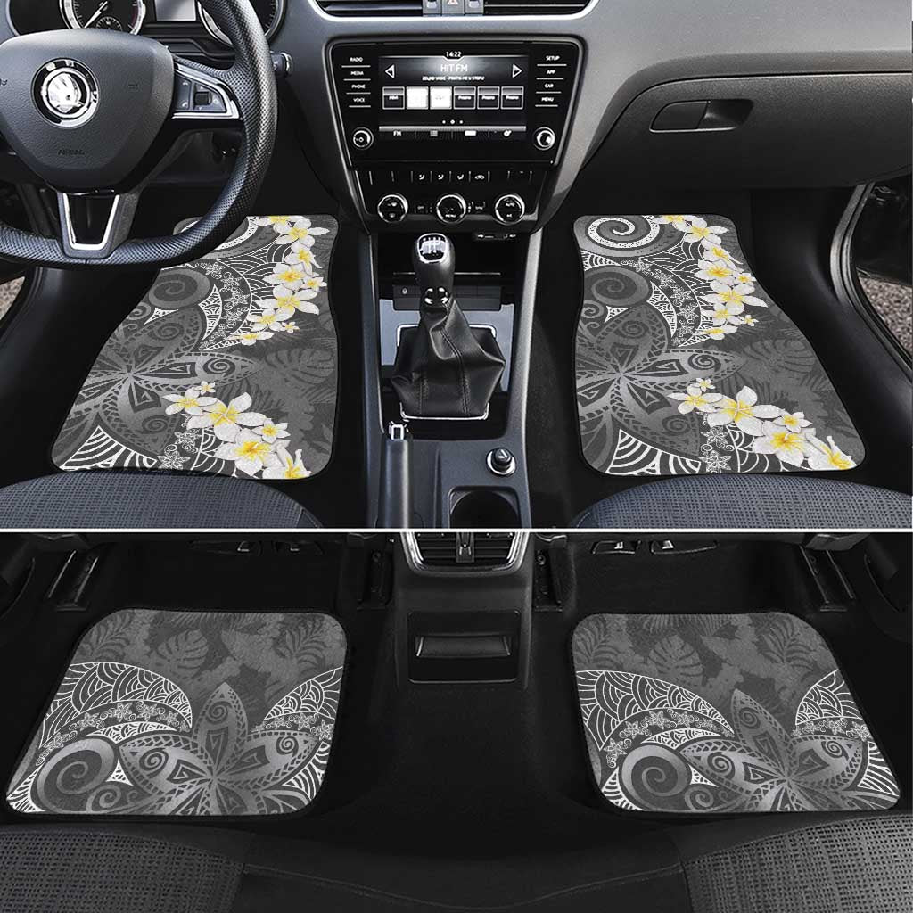 Gray Polynesian Tribal Frangipani Tropical Vibe Car Mats LT14 Set 4pcs Gray - Polynesian Pride