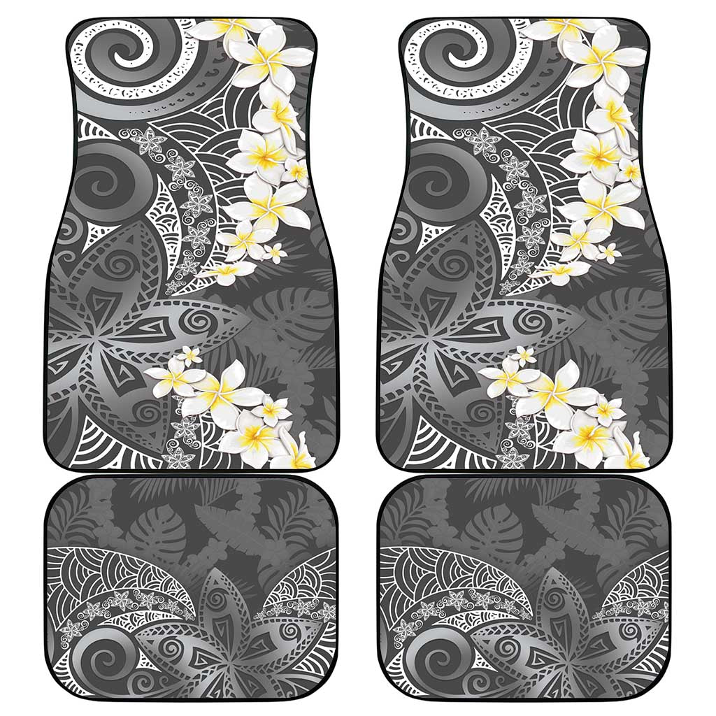 Gray Polynesian Tribal Frangipani Tropical Vibe Car Mats LT14 - Polynesian Pride