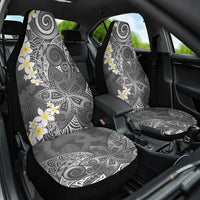 Gray Polynesian Tribal Frangipani Tropical Vibe Car Seat Cover