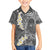 Gray Polynesian Tribal Frangipani Tropical Vibe Family Matching Summer Maxi Dress and Hawaiian Shirt