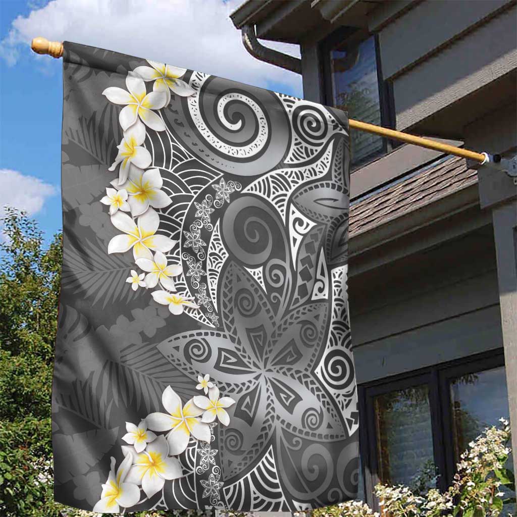 Gray Polynesian Tribal Frangipani Tropical Vibe Garden Flag LT14 - Polynesian Pride