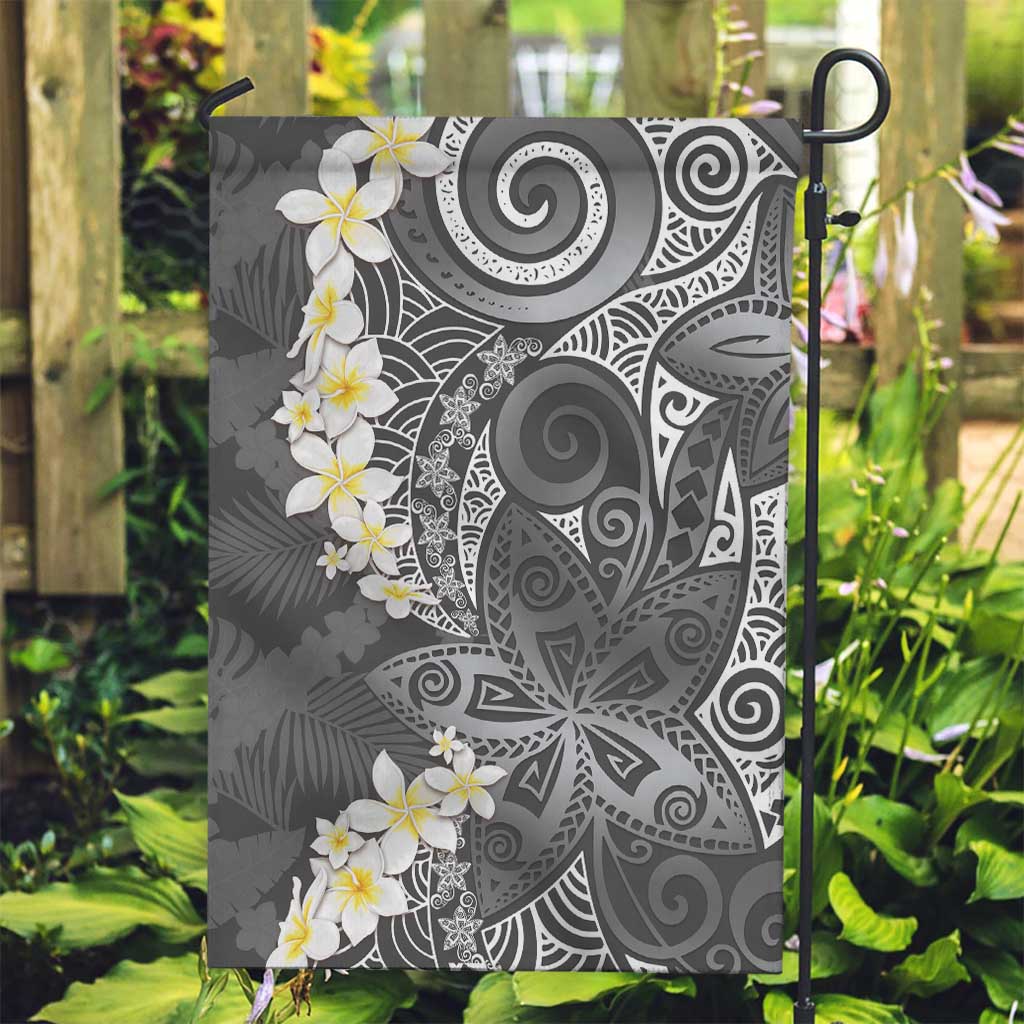 Gray Polynesian Tribal Frangipani Tropical Vibe Garden Flag LT14 Garden Flag Gray - Polynesian Pride