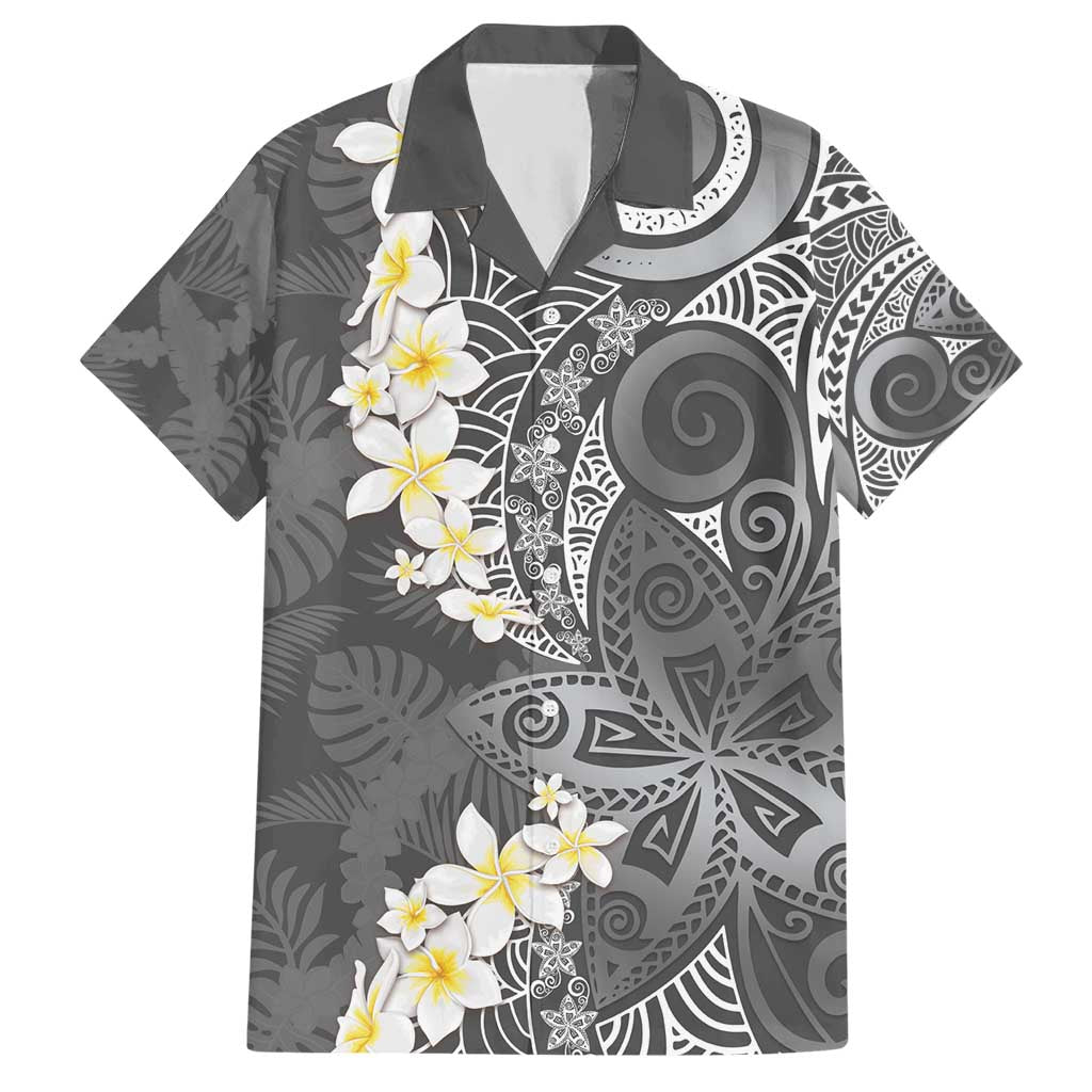 Gray Polynesian Tribal Frangipani Tropical Vibe Hawaiian Shirt LT14 Gray - Polynesian Pride