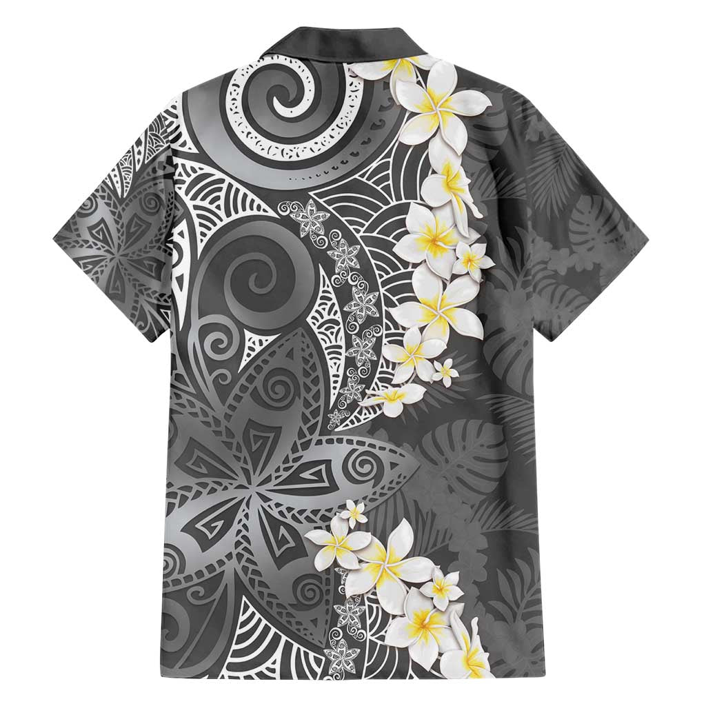 Gray Polynesian Tribal Frangipani Tropical Vibe Hawaiian Shirt LT14 - Polynesian Pride