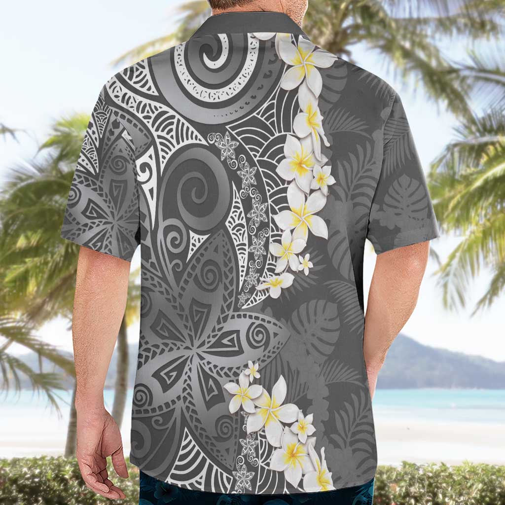 Gray Polynesian Tribal Frangipani Tropical Vibe Hawaiian Shirt LT14 - Polynesian Pride