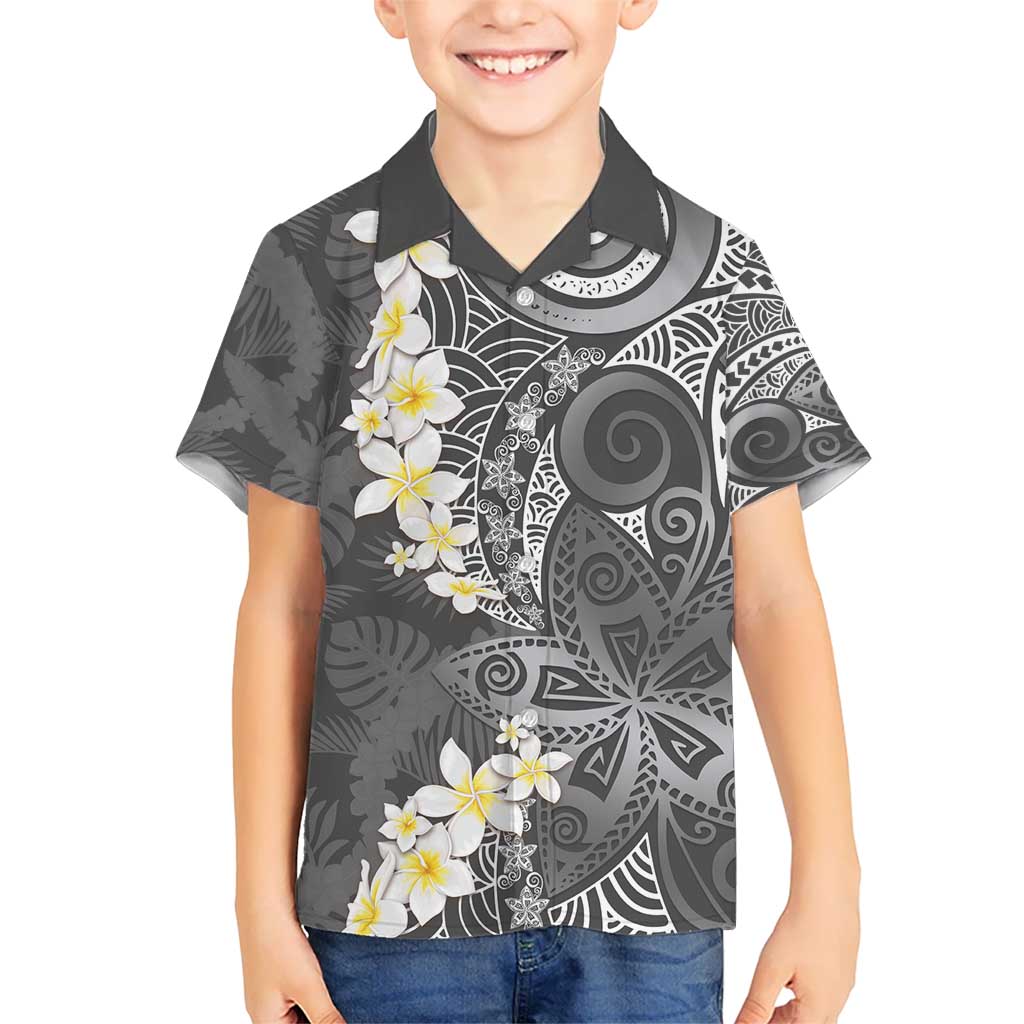 Gray Polynesian Tribal Frangipani Tropical Vibe Hawaiian Shirt LT14 - Polynesian Pride