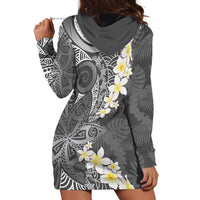 Gray Polynesian Tribal Frangipani Tropical Vibe Hoodie Dress LT14 - Polynesian Pride