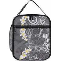 Gray Polynesian Tribal Frangipani Tropical Vibe Lunch Bag LT14 10.2 × 8.3 × 4.3 inch Gray - Polynesian Pride