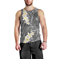 Gray Polynesian Tribal Frangipani Tropical Vibe Men Tank Top LT14 - Polynesian Pride