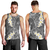 Gray Polynesian Tribal Frangipani Tropical Vibe Men Tank Top LT14 - Polynesian Pride