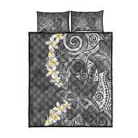 Gray Polynesian Tribal Frangipani Tropical Vibe Quilt Bed Set LT14 - Polynesian Pride