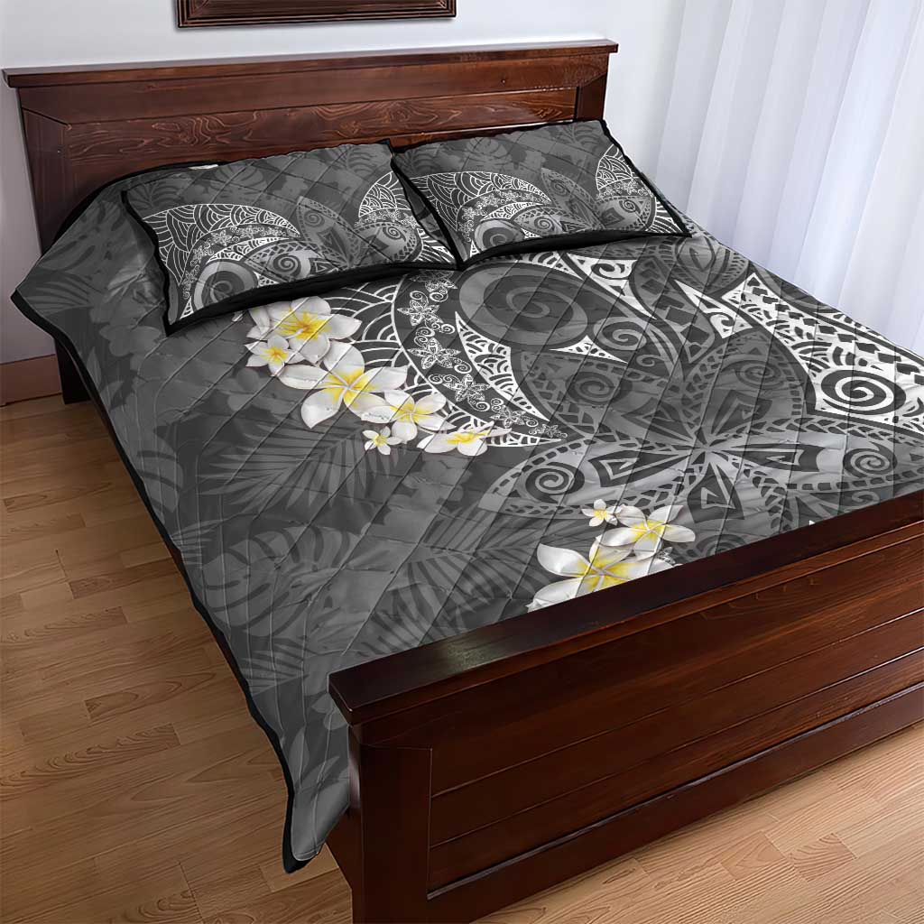 Gray Polynesian Tribal Frangipani Tropical Vibe Quilt Bed Set LT14 - Polynesian Pride