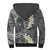 Gray Polynesian Tribal Frangipani Tropical Vibe Sherpa Hoodie