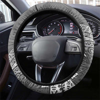 Gray Polynesian Tribal Frangipani Tropical Vibe Steering Wheel Cover LT14 - Polynesian Pride