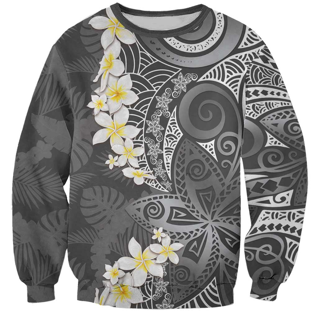 Gray Polynesian Tribal Frangipani Tropical Vibe Sweatshirt LT14 Unisex Gray - Polynesian Pride