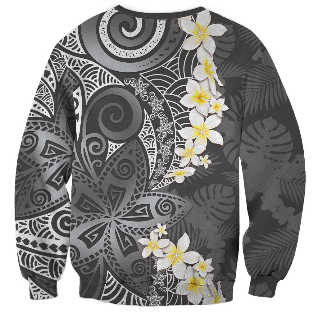 Gray Polynesian Tribal Frangipani Tropical Vibe Sweatshirt LT14 - Polynesian Pride