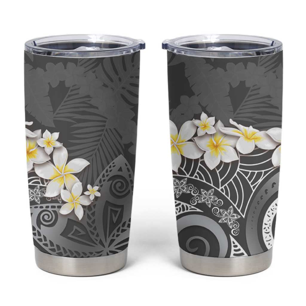 Gray Polynesian Tribal Frangipani Tropical Vibe Tumbler Cup LT14 Gray - Polynesian Pride