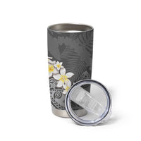 Gray Polynesian Tribal Frangipani Tropical Vibe Tumbler Cup LT14 - Polynesian Pride