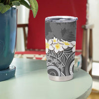 Gray Polynesian Tribal Frangipani Tropical Vibe Tumbler Cup LT14 - Polynesian Pride