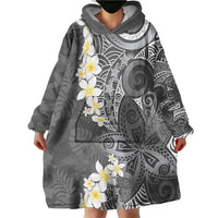 Gray Polynesian Tribal Frangipani Tropical Vibe Wearable Blanket Hoodie LT14 - Polynesian Pride