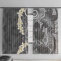 Gray Polynesian Tribal Frangipani Tropical Vibe Window Curtain LT14 With Hooks Gray - Polynesian Pride