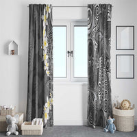 Gray Polynesian Tribal Frangipani Tropical Vibe Window Curtain LT14 - Polynesian Pride