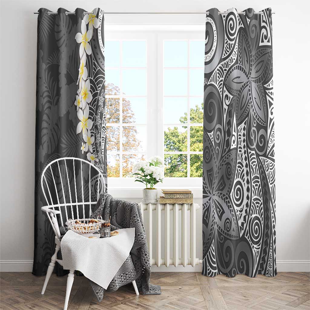 Gray Polynesian Tribal Frangipani Tropical Vibe Window Curtain LT14 - Polynesian Pride