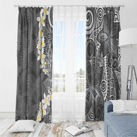 Gray Polynesian Tribal Frangipani Tropical Vibe Window Curtain LT14 - Polynesian Pride