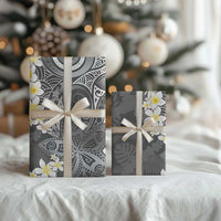 Gray Polynesian Tribal Frangipani Tropical Vibe Wrapping Paper LT14 - Polynesian Pride