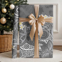 Gray Polynesian Tribal Frangipani Tropical Vibe Wrapping Paper LT14 - Polynesian Pride