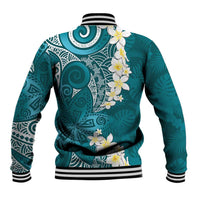 Cyan Polynesian Tribal Frangipani Tropical Vibe Baseball Jacket LT14 - Polynesian Pride