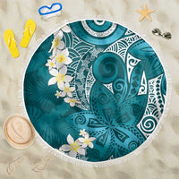 Cyan Polynesian Tribal Frangipani Tropical Vibe Beach Blanket LT14 One Size 150cm Cyan - Polynesian Pride