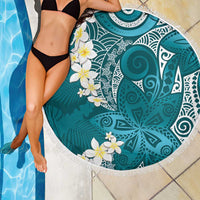 Cyan Polynesian Tribal Frangipani Tropical Vibe Beach Blanket LT14 - Polynesian Pride