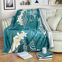 Cyan Polynesian Tribal Frangipani Tropical Vibe Blanket LT14 Cyan - Polynesian Pride