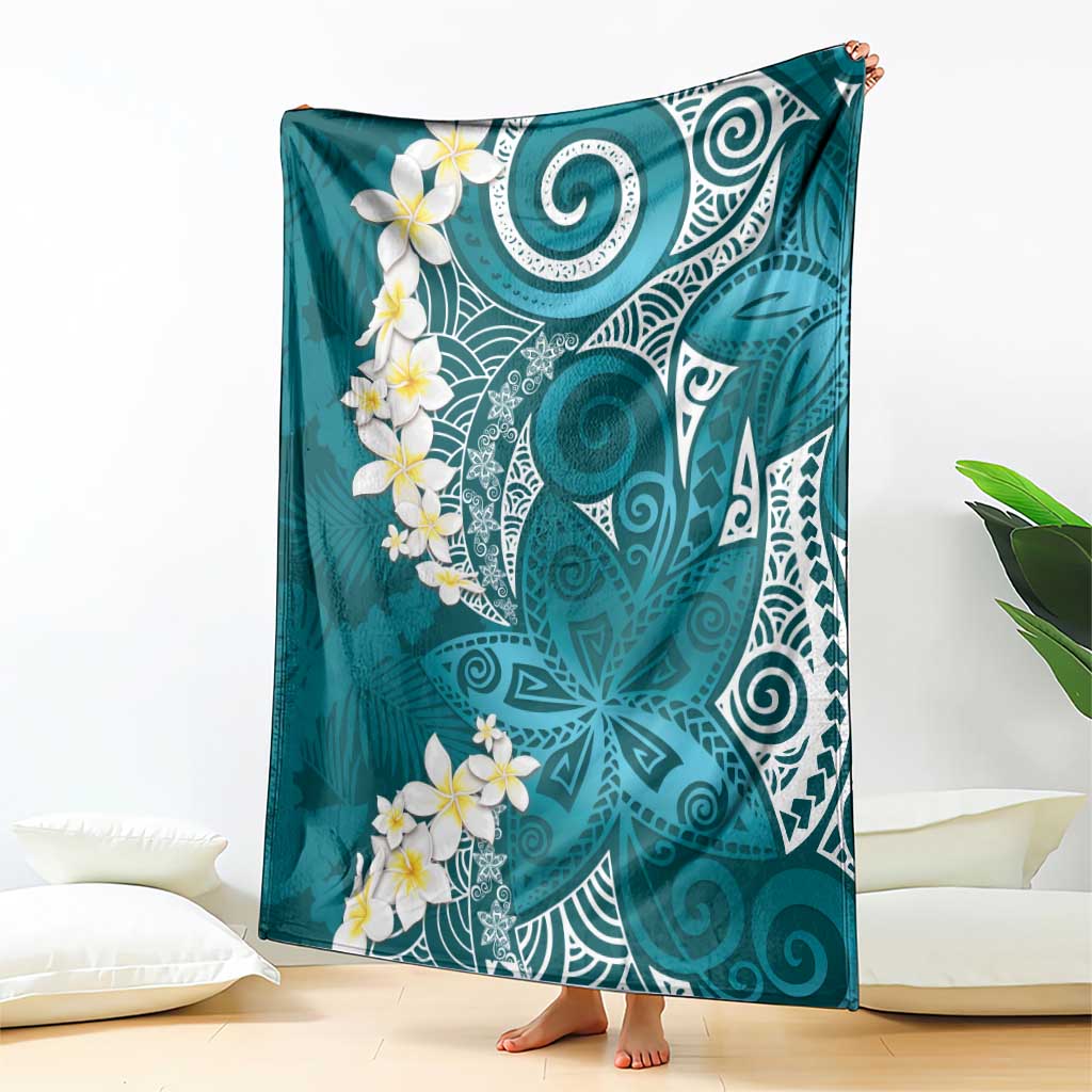 Cyan Polynesian Tribal Frangipani Tropical Vibe Blanket LT14 - Polynesian Pride