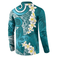 Cyan Polynesian Tribal Frangipani Tropical Vibe Button Sweatshirt LT14 - Polynesian Pride