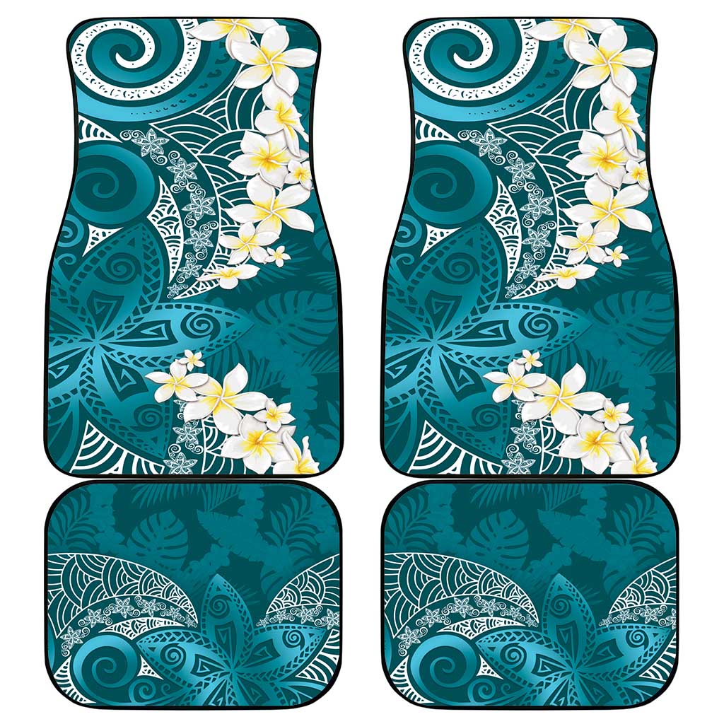 Cyan Polynesian Tribal Frangipani Tropical Vibe Car Mats LT14 - Polynesian Pride