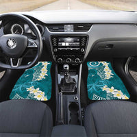 Cyan Polynesian Tribal Frangipani Tropical Vibe Car Mats LT14 Set 2pcs - Front Cyan - Polynesian Pride