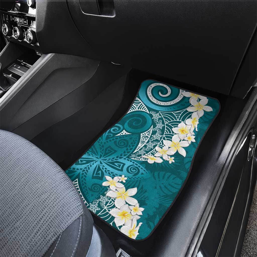 Cyan Polynesian Tribal Frangipani Tropical Vibe Car Mats LT14 - Polynesian Pride