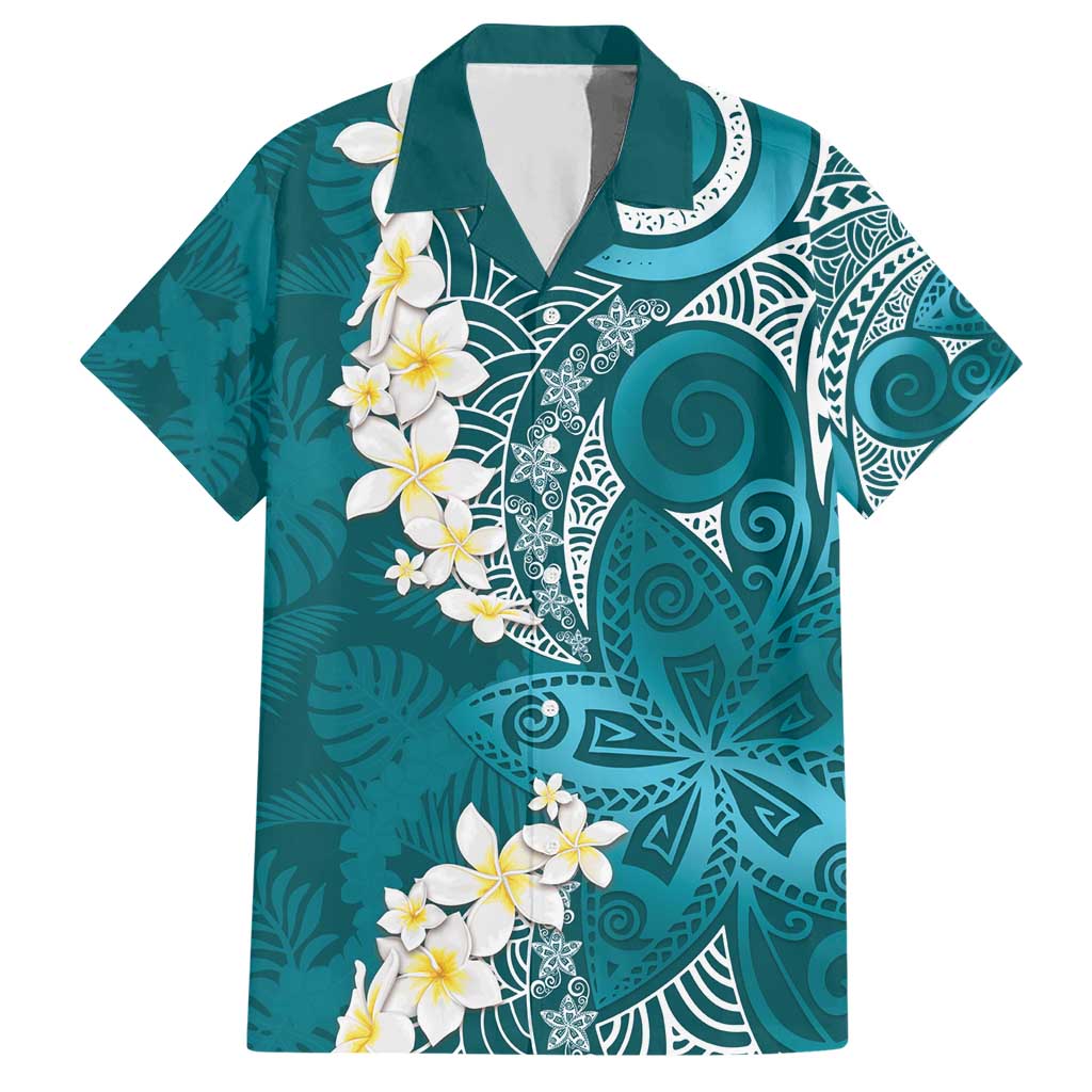 Cyan Polynesian Tribal Frangipani Tropical Vibe Hawaiian Shirt LT14 Cyan - Polynesian Pride
