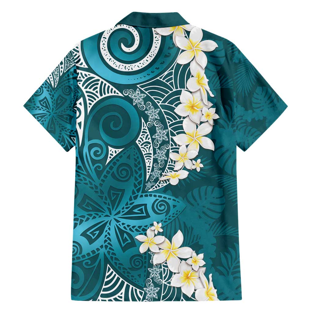 Cyan Polynesian Tribal Frangipani Tropical Vibe Hawaiian Shirt LT14 - Polynesian Pride