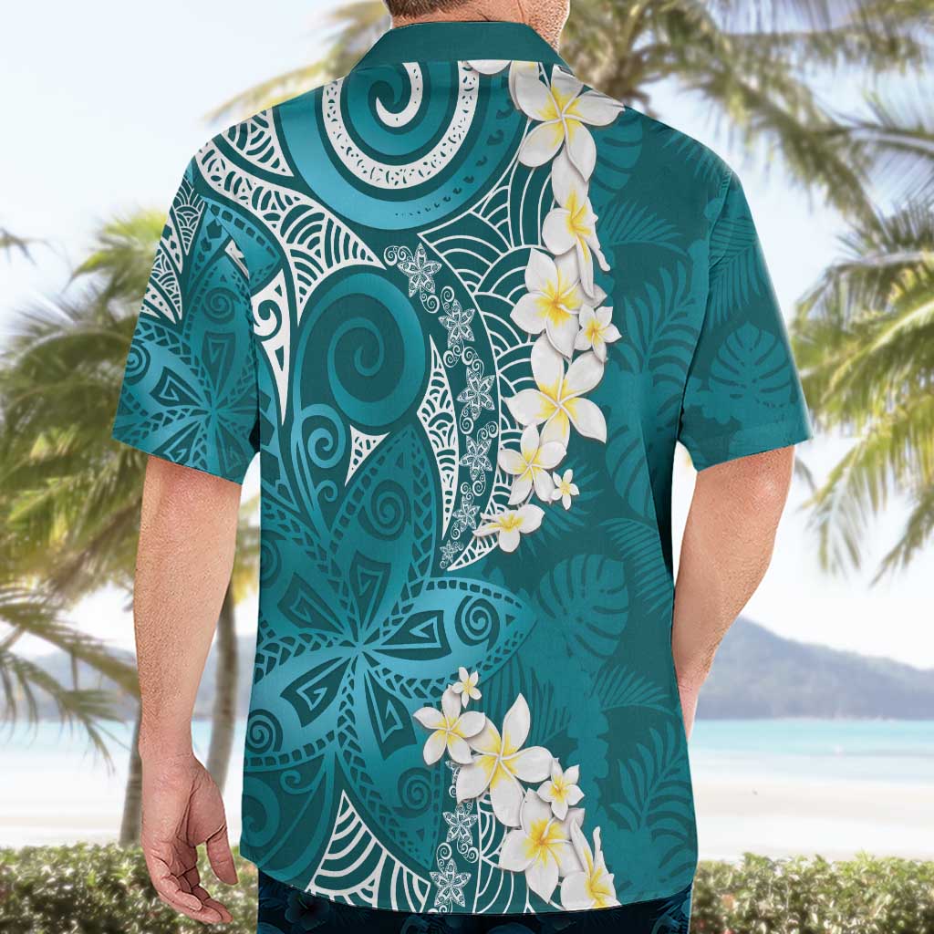 Cyan Polynesian Tribal Frangipani Tropical Vibe Hawaiian Shirt LT14 - Polynesian Pride