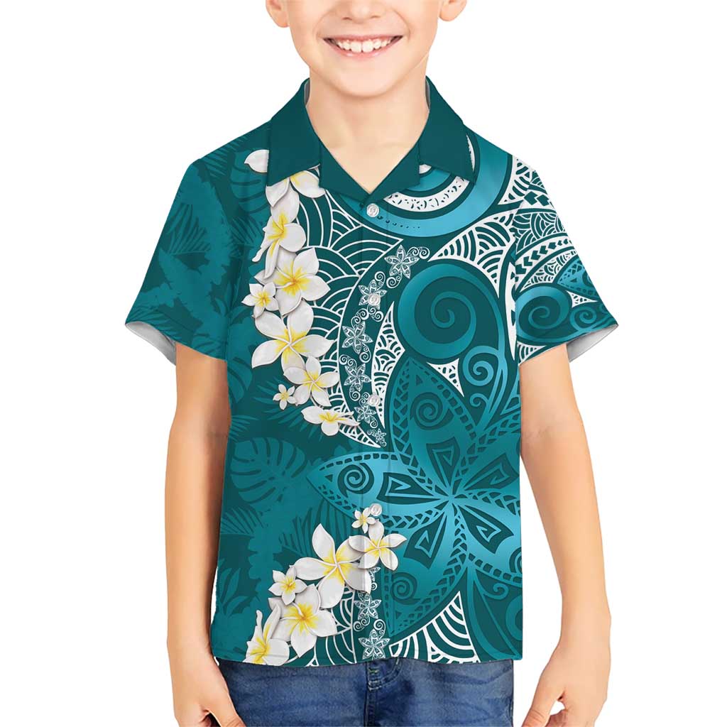 Cyan Polynesian Tribal Frangipani Tropical Vibe Hawaiian Shirt LT14 - Polynesian Pride