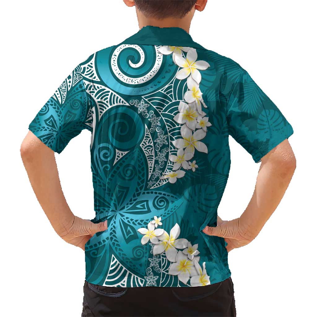 Cyan Polynesian Tribal Frangipani Tropical Vibe Hawaiian Shirt LT14 - Polynesian Pride
