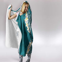 Cyan Polynesian Tribal Frangipani Tropical Vibe Hooded Blanket LT14 - Polynesian Pride