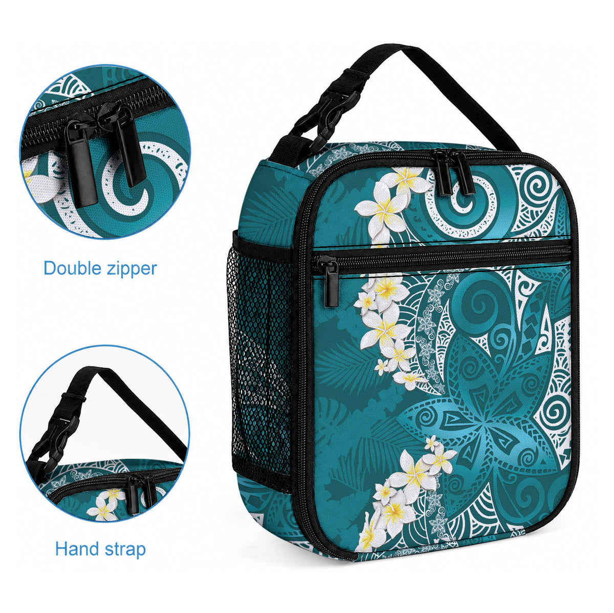Cyan Polynesian Tribal Frangipani Tropical Vibe Lunch Bag LT14 - Polynesian Pride