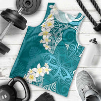 Cyan Polynesian Tribal Frangipani Tropical Vibe Men Tank Top LT14 - Polynesian Pride