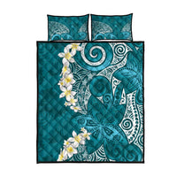 Cyan Polynesian Tribal Frangipani Tropical Vibe Quilt Bed Set LT14 - Polynesian Pride