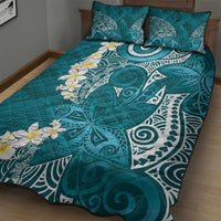 Cyan Polynesian Tribal Frangipani Tropical Vibe Quilt Bed Set LT14 - Polynesian Pride