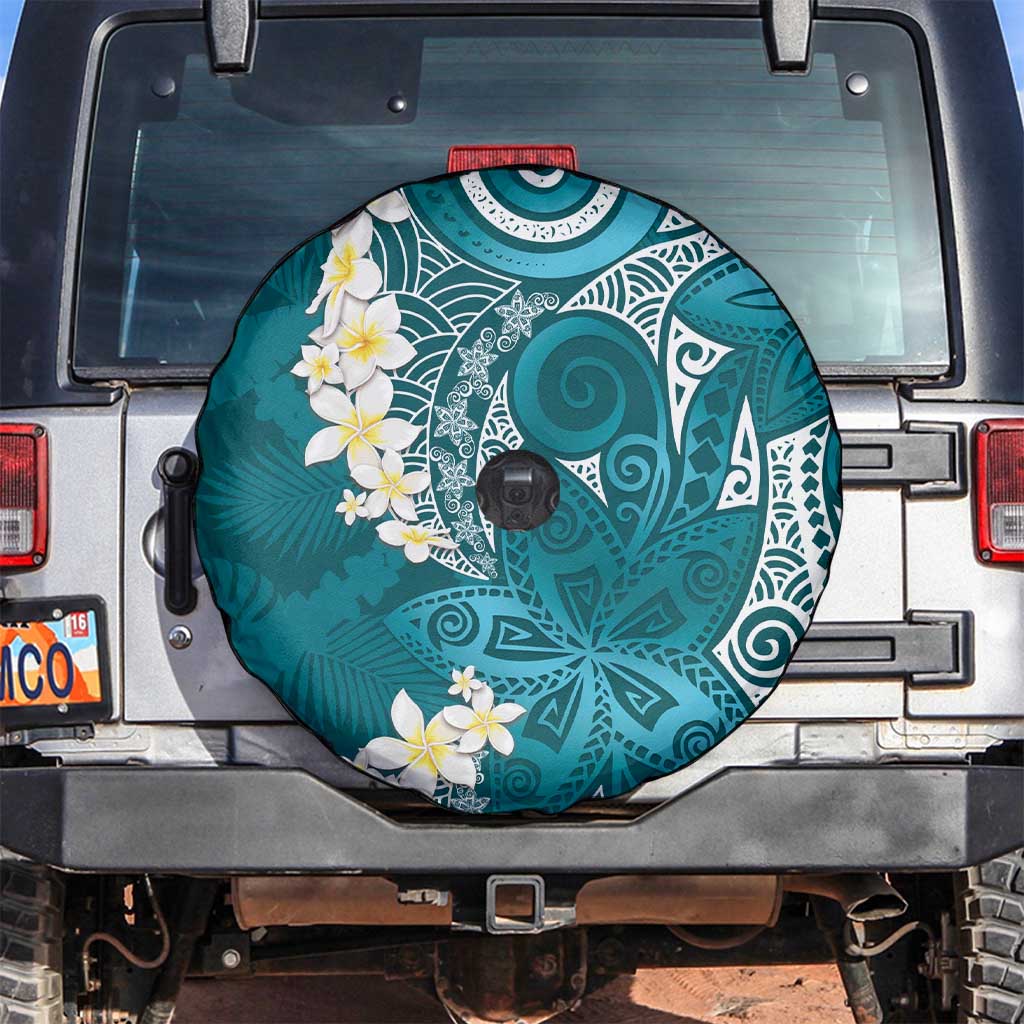 Cyan Polynesian Tribal Frangipani Tropical Vibe Spare Tire Cover LT14 Cyan - Polynesian Pride